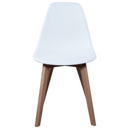 Home Deco Factory Silla STOCKHOLM Blanca Diseño Escandinavo Patas Madera Asiento Plástico