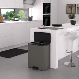 Curver CUR3253921128002 Cubo de Basura Rectangular Deco Bin Gran Capacidad 65L Antracita 49x32x61 cm