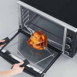 Severin TO2058 Mini Horno de Convección 42 L con Giro y Piedra para Pizza, 1800 W, Temporizador 120 Min, Negro/Acero Inoxidable