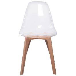 Home Deco Factory Silla Escandinava Transparente Patas Madera Asiento Polipropileno 45x52x83 cm