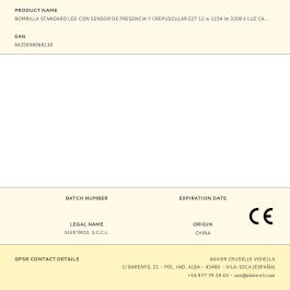 Edm Bombilla LED Standard con Sensor de Presencia y Crepuscular E27 12W 1154lm 3200K Luz Calida ø6 x 11 cm