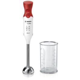 Batidora de mano BOSCH - 450 Watt - Batidora de mano de acero inoxidable - 4 cuchillas afiladas - 2 velocidades - Recipiente graduado 600 ml - blanco / rojo Batidora de mano BOSCH - 450 Watt - Batidora de mano de acero inoxidable - 4 cuchillas afiladas - 2 velocidades - Recipiente graduado 600 ml - blanco / rojo