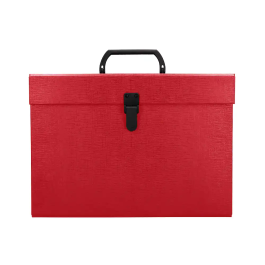 Liderpapel Maletín con fuelle 19 departamentos 255x390x120 mm cartón forrado color rojo