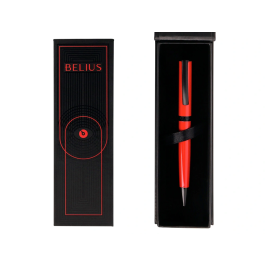 Belius Turbo Boligrafo Aluminio Rojo y Negro Tinta Azul Caja Diseño Caja Magnética 0,8 mm