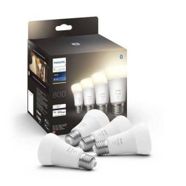 Philips Hue White, Bulbo LED conectado E27, 60W equivalente, 800 lumen, Bluetooth Compatible, 4 paquete