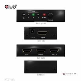 Club3D Switchbox HDMI 3 Entradas a 1 Salida 8K60Hz UHD