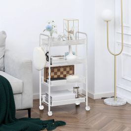 Inde Carrito Auxiliar de 4 Niveles con Ruedas, Organizador Multiusos para Cocina, Baño, Oficina (4 Unidades)