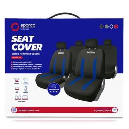 Sparco Juego Fundas Sabbia Negro-Azul SPCS440BL Juego Completo Fundas Asiento Coche Universal Polyester Foam Lavables
