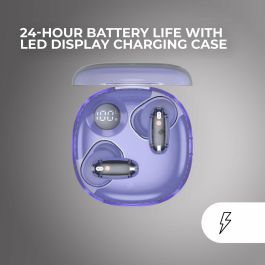 Mars Gaming MHIB2PP Auriculares In-ear Bluetooth 5.4 con Estuche de Carga LED, 24h de Autonomía y Sonido Envolvente, Morado