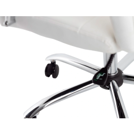 Q-connect Silla de Dirección Piav Simil Piel Base Metálica Ruedas Premium Color Blanco Altura Máxima 1250 mm, Anchura 610 mm, Profundidad 700 mm