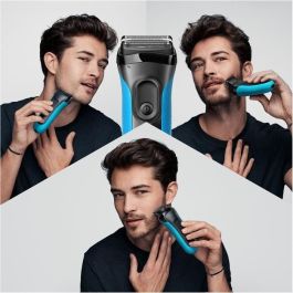 Afeitadora de barba eléctrica para hombre - BRAUN - Series 3 Shave & Style 3010BT - Tecnología Wet & Dry - Negro/Azul