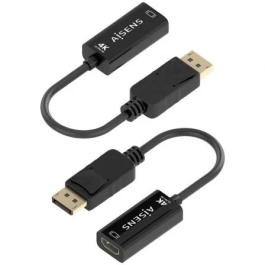 AISENS - CONVERSOR DISPLAYPORT A HDMI 4K@60HZ, DP/M-HDMI/M, NEGRO, 15CM