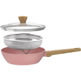 Arthur Martin Sartén AM0333 con Tapa y Cesta, Revestimiento Cerámico Rosa, Ø 24 cm, Apta para Inducción Precio: 43.79000043. SKU: B16G4JBN7Y