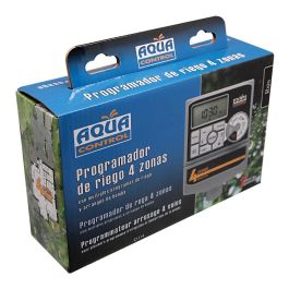 Aqua Control Programador de Riego Access 4 para 4 Zonas con Conexión Sensor Lluvia y Arranque de Bomba. Display LCD