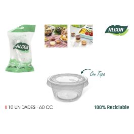 Set de 10 salseras de plástico con tapa 60 cc Algon (36 Cajas) Precio: 22.58999941. SKU: B13EHNBGGN