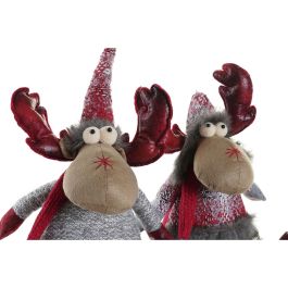 Adorno Navideño DKD Home Decor Rojo Gris Reno 27 x 19 x 32 cm (2 Unidades)