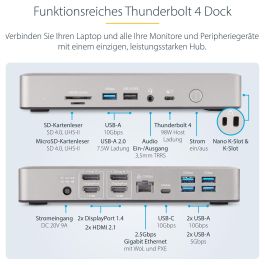 Funda para Teclado Startech 132UE-TB4USB4DOCK