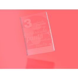 Cuaderno Espiral Liderpapel Folio Pautaguia Tapa Plastico 80H 75 gr Cuadro Pautado 3 mm Con Margen Color Rojo