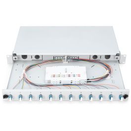 DIGITUS LWL Spleißbox 1HE Caja Empalme Fibra Óptica 12x LC DX OS2 Gris 483mm