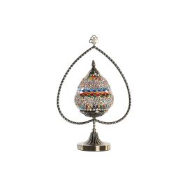 DKD Home Decor Lámpara Sobremesa Árabe Casablanca Metal Cristal Multicolor 32.5 x 47.5 x 16 cm (2 Unidades)