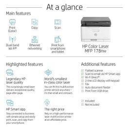HP 4ZB96A - Impresora Multifunción Láser Color MFP 178NW WiFi 3 en 1 Compacta para Oficina y Hogar, 18ppm Negro, 4ppm Color
