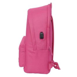 Safta Mochila Doble para Portátil 15,6"+USB Munich Básicos Fucsia 31x44x18 cm