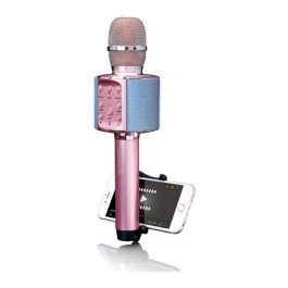 Lenco BMC-090 Micrófono para Karaoke Bluetooth Inalámbrico y Alámbrico Rosa