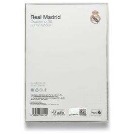 Real Madrid Cuaderno A5 con Escudo en 3D Azul Oficial 120 Hojas Sin Pautar