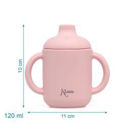 KioKids Taza de Silicona con Asas y Boquilla para Bebés Rosa 120ml | Apta Lavavajillas Microondas Congelador +4 Meses