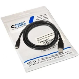 NANO CABLE 10.01.0501 Cable USB 2.0 A Macho a Micro USB B Macho 1.8M Negro