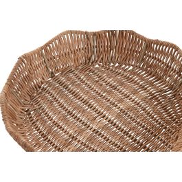 DKD Home Decor Centro de Mesa Tropical Ratan y Metal Natural 36 x 36 x 8 cm Set de 2 Unidades
