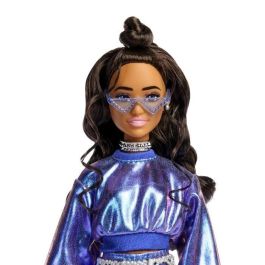 Barbie JFP42 Muñeca de lujo - Top y falda azul metalizado - Morena