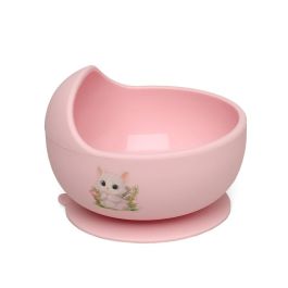 KioKids Cuenco Silicona Bebé Antideslizante con Ventosa Rosa - Lovely Friends, Apto Microondas/Lavavajillas, +6 Meses, 100% Grado Alimenticio, BPA Free