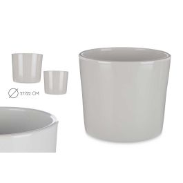 Set 2 Macetas de Cerámica Cilíndricas Gris - 22 y 27 cm Ibergarden