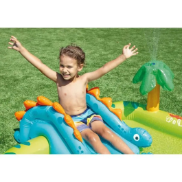 Intex Zona de Juegos Hinchable Little Dino 6941057421810 143 Litros 2 Años+ 191 x 152 x 58 cm Tobogán Fuente Dinosaurio Hinchable