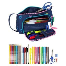 Estuche Escolar con Accesorios Benetton Cool Azul marino 20 x 11 x 8.5 cm (32 Piezas)