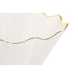 DKD Home Decor Bol Glam de Ensalada Cristal Transparente Dorado 24.6x10.2x24.6 cm - Apto Microondas y Lavavajillas (2 Unidades)