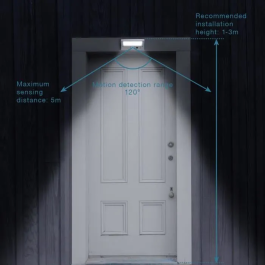 Lumi Jardin Foco de Pared Exterior Impermeable con Detector, 21 LED, 330 Lúmenes, Giratorio 120°, Panel Solar, 3 Modos de Iluminación, Autonomía 8h