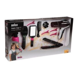 Klein Mega Set Peinado Infantil Braun Satin Hair 7 con Secador, Plancha, Cepillo, Rociador, Pinzas y Espejo Realistas para Niñas +3 Años