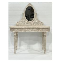 DKD Home Decor Tocador Romántico Beige con Espejo, 1 Cajón, Madera de Mango y MDF, 114x44x141 cm Precio: 542.49999947. SKU: S3040406