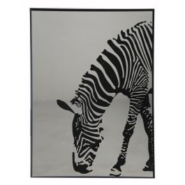 DKD Home Decor Espejo Moderno Negro con Detalles Cebra. Cristal y Aluminio, Dimensiones: 60 cm Ancho x 80 cm Alto x 3.5 cm Fondo.