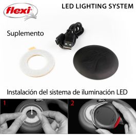 Flexi Sistema de Luz LED Negro para Correas Retráctiles New Comfort Classic Design S-L, Luz Delantera y Trasera, Pilas Incluidas