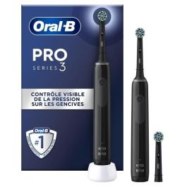 Cepillo de dientes eléctrico Oral-B Pro 3 3900 - Juego de 2 - 2 mangos negros - 3 cabezales - Diseñado por Braun