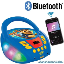 Lexibook Reproductor de CD Bluetooth Paw Patrol con Efectos de Luz para Niños, Compatible con Smartphones y Tablets, Entrada Auxiliar