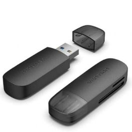 Vention CLEB0 Lector de Tarjetas Externo USB 2.0 SD/TF Doble Ranura Simultánea 480Mbps para PC, TV y Móvil Negro