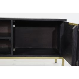 Mueble Tv Moderno DKD Home Decor Negro Dorado 38 x 51 x 147 cm Mueble Tv Moderno DKD Home Decor Negro Dorado 38 x 51 x 147 cm