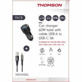 Thomson THO3513767400053 Pack Cargador de Coche 60W y Cable USB-A a C 3A 1.5m