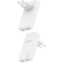 Aisens ASCH-65W2P077-W Cargador de Pared GaN 65W 2xUSB-C Blanco