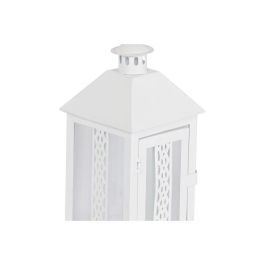 DKD Home Decor Farola Shabby Blanco de Hierro y Cristal 20x55x20 cm Set de 3 con Asa 4,5 kg