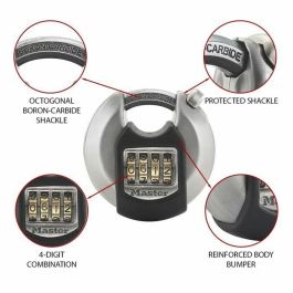 MASTER LOCK Candado de disco externo combinado - Alta seguridad - Mango protegido